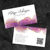 Luxe Paarse Gouden Glitter QR Code Visitekaartje