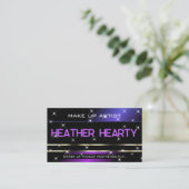 Luxe Paarse Gouden Glitter Sterren en QR-code Visitekaartje (Staand voorkant)