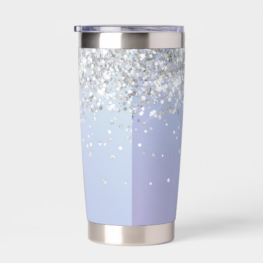 Luxe Paarse holografische zilveren glitter monogra Geïsoleerde Drinkbeker (Rechts)