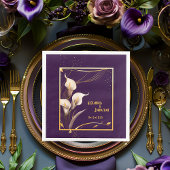 Luxe Paarse & Ivoren Calla Lily bruiloft Servet