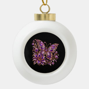 Luxe Paarse Kristallen Vlinder  Keramische Bal Ornament
