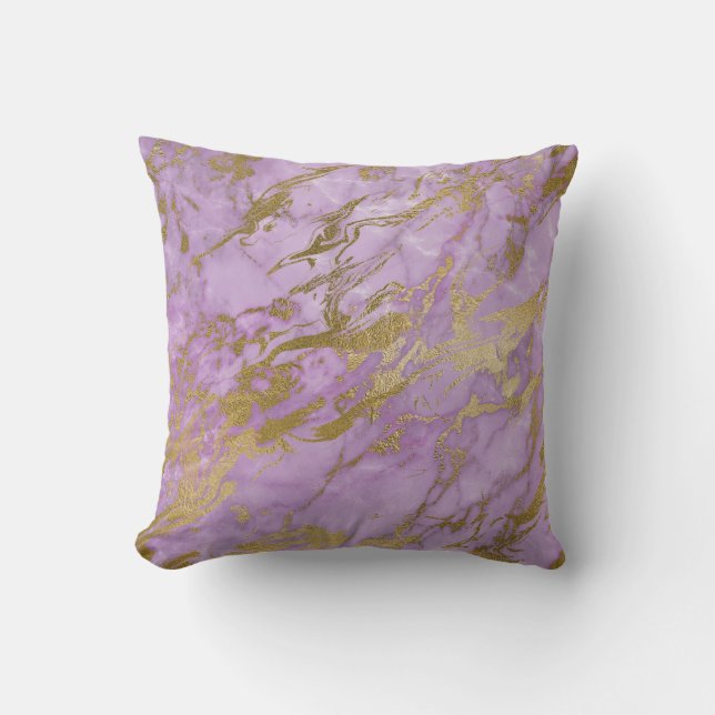LUXE PAARSE LILA GOLD MARBLE INSPIRED CUSHION KUSSEN (Voorkant)