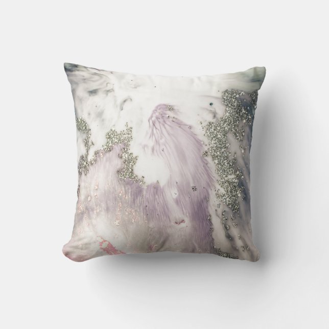 LUXE PAARSE LILA SILVER MARBLE INSPIRED CUSHION KUSSEN (Voorkant)