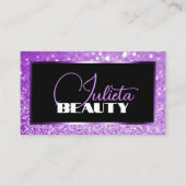 Luxe Paarse Lila Sparkle Glitter Fotosjabloon Visitekaartje (Voorkant)