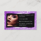 Luxe Paarse Lila Sparkle Logo Fotosjabloon Visitekaartje (Achterkant)