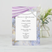 LUXE PAARSE MARMEREN PARELS TROUW KAART (Staand voorkant)