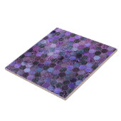 Luxe Paarse metalen flacon Glitter honingraatpatro Tegeltje (Zijkant)