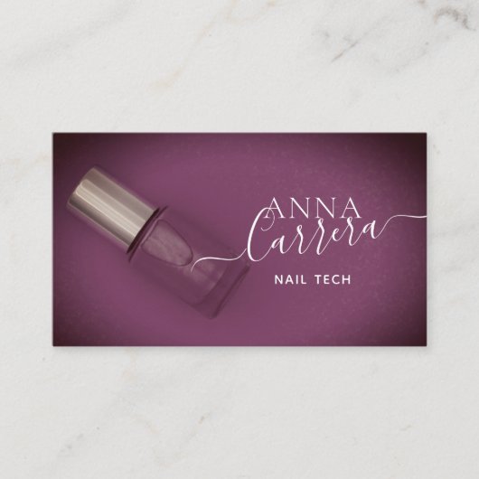 Luxe Paarse Nail Kleur Nail Tech Nail Salon Visitekaartje (Voorkant)
