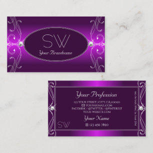Luxe  Paarse Ombre Sparkle Jewels Initialen Visitekaartje