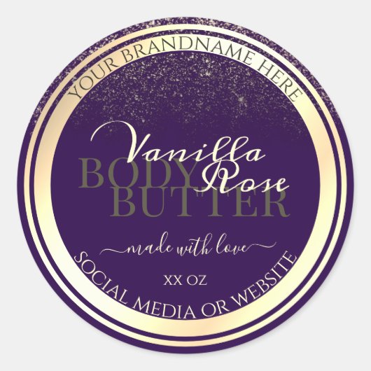 Luxe Paarse productverpakkingen Etiketten Goud Lij (Voorkant)
