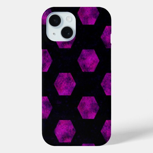 Luxe Paarse Retro Zwart Hexagon Patronen Magic Case-Mate iPhone Case (Achterkant)