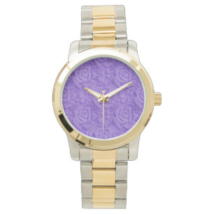 Luxe Paarse Roos Popular Floral Horloge