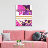 Luxe Paarse, roze en gouden marmer Canvas Afdruk (Insitu (Woonkamer))