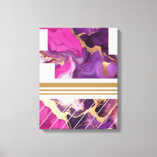 Luxe Paarse, roze en gouden marmer Canvas Afdruk (Voorkant)