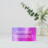 Luxe Paarse Roze Geborsteld Metaal Massage Therapi Visitekaartje (Staand voorkant)