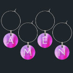 Luxe Paarse roze moderne en elegante monogram Wijnglashanger<br><div class="desc">Luxe Paarse en roze Ombre Modern en elegant Monogram Metallic Faux Brushed Metal Wine Charm. Deze Wine Charms kunnen worden aangepast om uw initiaal en voornaam op te nemen. De Faux Stainless Steel Wine Charms is een geweldig Vrijgezellenfeest, verjaardagsfeest of vrijgezellenfeest cadeau voor die speciale persoon die houdt van chique,...</div>