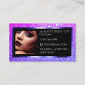 Luxe Paarse Roze Sparkle Logo Fotosjabloon Visitekaartje (Achterkant)