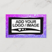 Luxe Paarse Roze Sparkle Logo Fotosjabloon Visitekaartje (Voorkant)