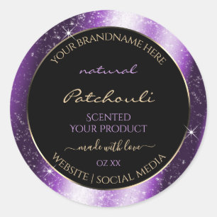 Luxe Paarse Sparkle Glitter Lijst Productlabel Ronde Sticker