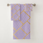 LUXE PAARSE STRIPE ABSTRACTE BATHROOM TOWEL SET BAD HANDDOEK (Insitu)