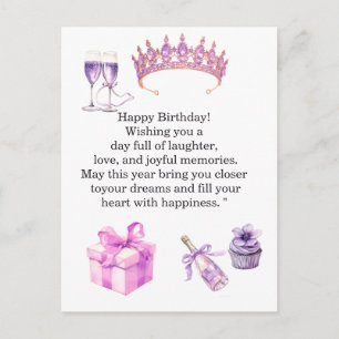 Luxe paarse verjaardagskaart voor vrouwen   Prinse Briefkaart