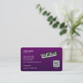 Luxe Paarse Visitekaartje met Silver Sparkle (Staand voorkant)