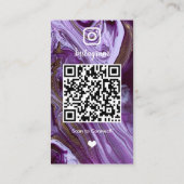 LUXE Paarse & Zwarte Instagram Marmeren Agaat QR Visitekaartje (Achterkant)