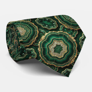 Luxe Pakketdas Bosgroen Gouden Geode Nekdas Stropdas
