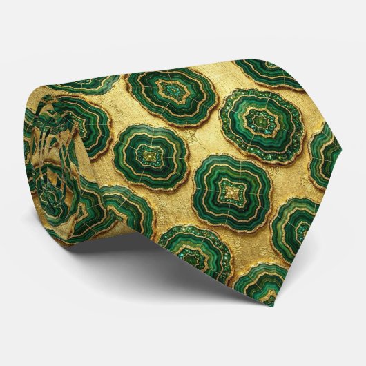Luxe Pakketdas | Bosgroen Gouden Geode Nekdas Stropdas (Opgerold)