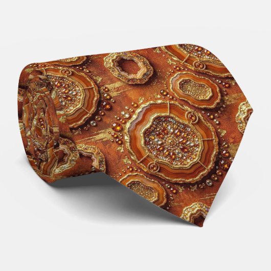 Luxe Pakketdas | Roest + Goud Geode Heren Das (Opgerold)