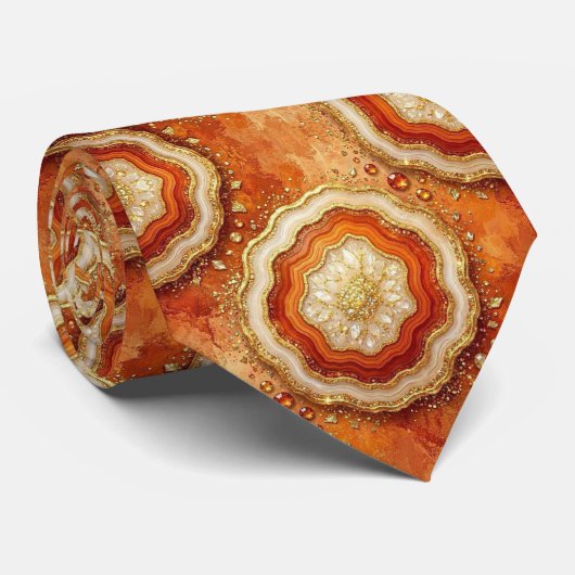 Luxe Pakketdas | Roest + Goud Geode Nekdas Stropdas (Opgerold)