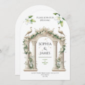 Luxe Paleis Arch Bloemen bruiloft uitnodiging (Voorkant / Achterkant)