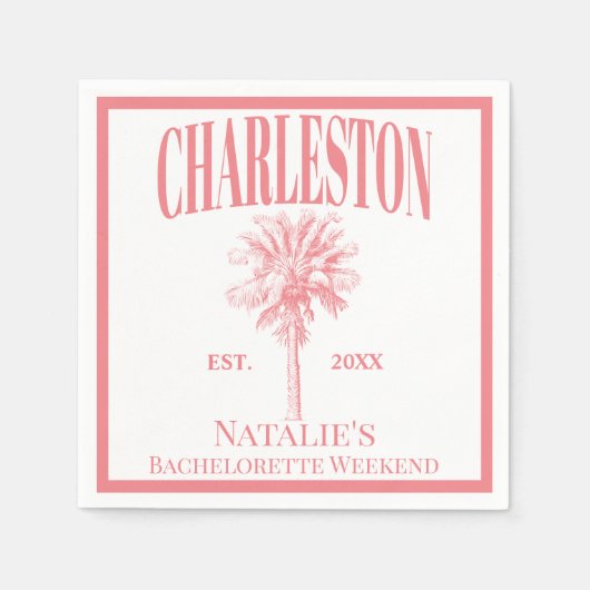 Luxe Palm Bomen Charleston Kust Afscheid Als Meisj Servet (Voorkant)