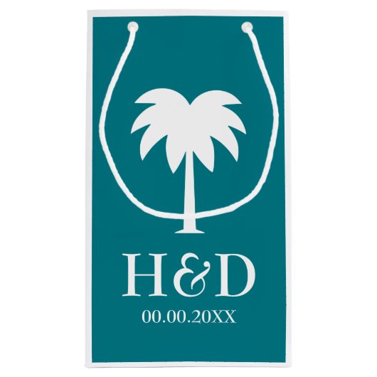 Luxe palmbomen bruiloft cadeautassen klein cadeauzakje (Achterkant)