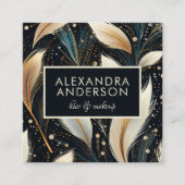 Luxe Pampas Grass Patroon Zwart Vierkante Visitekaartje (Voorkant)