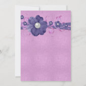 Luxe Parel Bloemenlavendel Damask Bruiloft uitnodi Kaart (Achterkant)