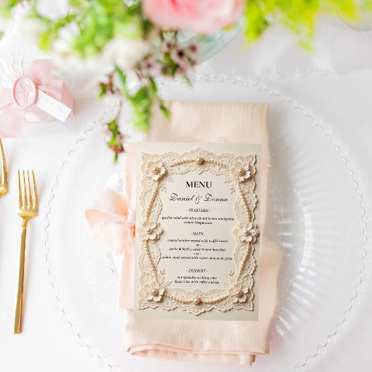 Luxe Parel Kant Elegante Trouw Menu