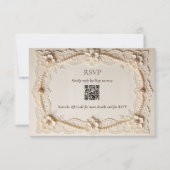 Luxe Parel Kant Elegante Trouw QR Code RSVP Kaartje (Voorkant)