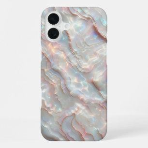 Luxe parelmoer agaat telefoonhoesje - iriserend iPhone 16 plus hoesje