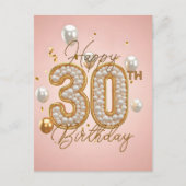 Luxe Parels en Gouden Accenten 30e Verjaardag Briefkaart (Voorkant)