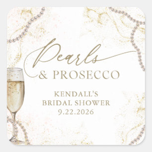 Luxe Parels en Prosecco Bruidsdiner Vierkante Sticker