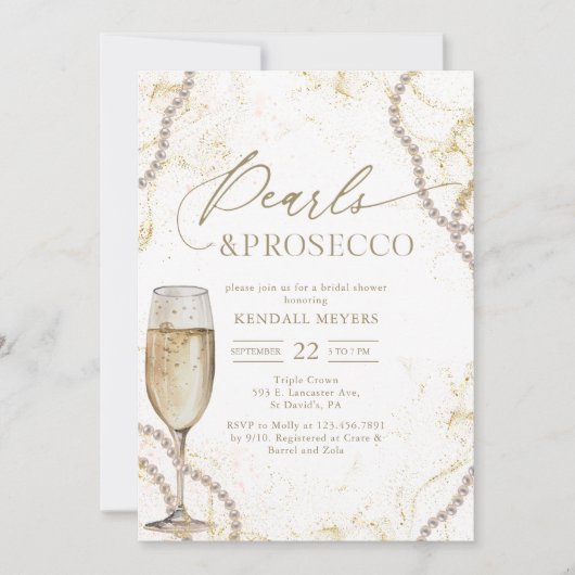 Luxe parels en Prosecco Vrijgezellenfeest Kaart