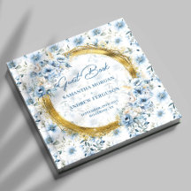 Luxe Pastel Blauw Goud Glitter Wedding Guest Book