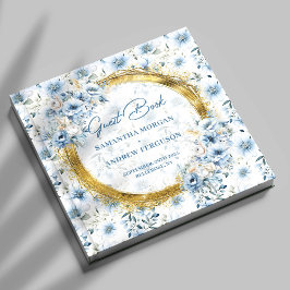 Luxe Pastel Blauw Goud Glitter Wedding Guest Book Gastenboek