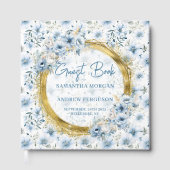 Luxe Pastel Blauw Goud Glitter Wedding Guest Book Gastenboek (Voorkant)