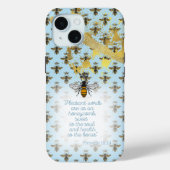 Luxe Pastel Blauwe Gouden Bij Raster Faith Koningi Case-Mate iPhone Case (Achterkant)