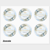Luxe Pastel Blue Gold Greenery Quinceañera Sticker (Vel)