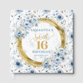 Luxe Pastel Blue Sweet 16 Guest Book met Sparkles Gastenboek (Voorkant)