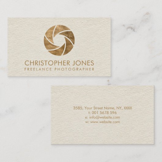 Luxe Pastel Gold Camera Shutter Visitekaartje (Voorkant / Achterkant)
