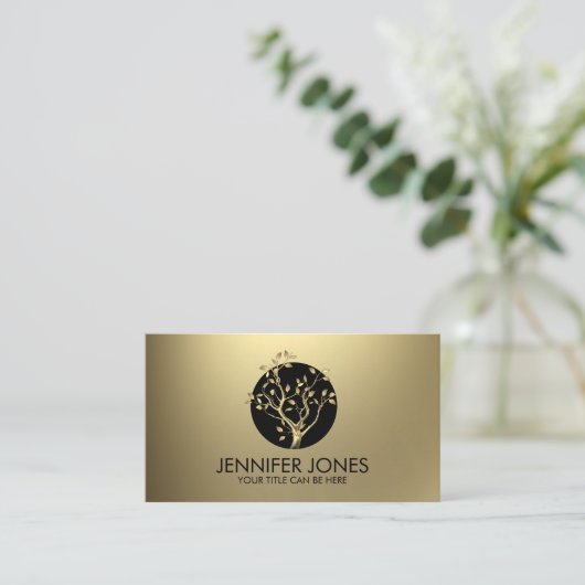 Luxe Pastel Gold Tree-symbool Visitekaartje (Staand voorkant)